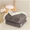 Chickwin Tinta Unita Coperta Pile Sherpa, Jacquard Coperta Spessa Invernale Coperta Calda Microfibra Divano Fluffy Super Morbida per Letto Singolo Matrimoniale (180x200cm,Grigio)