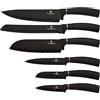 BerlingerHaus Berlinger Haus Black Rose Set di 6 Coltelli da Cucina Professionali, Lama in Acciaio Inossidabile, Rivestimento Antiaderente, Coltello da Cuoco, Pane, Santoku, Manico Ergonomico, Design Elegante