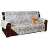 Tata Home Copridivano Trapuntato Fronte Fantasia e Retro Tinta Unita Double Face Reversibile Misura 3 Posti con Elastico Antiscivolo Colore Beige