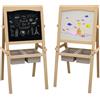 AIYAPLAY Lavagna per Bambini con Cavalletto 3 in 1 e Cestini, Età 3-6 anni, 58x50.5x109cm, Color legno|Aosom
