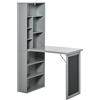 HOMCOM Scrivania Pieghevole Salvaspazio con Libreria e Lavagna per Ufficio e Casa, 98x51x153cm, Grigio