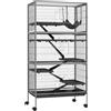 PawHut Gabbia per Conigli con 4 Ingressi a Livelli Multipli con Amaca, in Acciaio e PP, 80x52x159 cm|Aosom