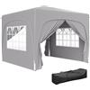 Outsunny Gazebo da Giardino 3x3m Pieghevole con Altezza Regolabile, Protezione UPF50+ e Borsa, Grigio Chiaro