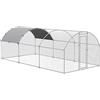 PawHut Recinto per Galline e Conigli in Acciaio Galvanizzato da Esterno con Copertura Anti UV in Tessuto Oxford, 280x570x197cm