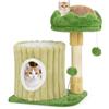 COSTWAY Tiragraffi per Gatti 50 x 41 x 54 cm, Torre Moderno con Pali in Sisal, Piattaforma Imbottita e Pallina Penzolante, Cuccia per Animali Domestici, Verde e Naturale
