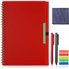 Vicloon Taccuino Riutilizzabile, A5 Core Quaderno Smart Notebook, Taccuino Cancellabile Compatibile con Sistemi Cloud con 2Pcs Penna, Panno e Segnapagina Adesive(Rosso)