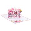 PATIKIL 90 Anni Cartolina di Compleanno a Scomparsa Buon Compleanno Rosa | Bouquet di Fiori 3D Farfalle Dolce, con Cartolina Auguri e Busta, Regalo Carta Divertente, per Regalo Donna