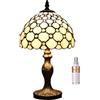 Kinbolas Tiffany-Style 8 pollici Lampada da tavolo perline di vetro colorato Paralumi Piccola lampada da comodino lettura Luce da scrivania antica Soggiorno Camera da letto Ufficio Vintage Art Deco Vittoriano