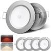 camperxlite 4 Pezzi 76mm Faretti LED da Incasso a Soffitto DC12V Camper, 2.5W Faretto LED Interno Con Luce di Rossa, Dimmerabili 3000K