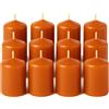 MGE World MGE - Set di 12 Candele Decorative Cilindriche - Cera Antigoccia - Candele Profumate - Candela gigante Cera - Candele che Non Colano - Cera Antigoccia - Arancione - Set di 12