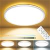 MJKOPEE 24W Plafoniera LED Soffitto Dimmerabile, Lampada da Soffitto con Telecomando 3000K-6500K Plafoniere Soffitto LED Moderna per Cucina,Bagno,Camera da letto,Soggiorno (Bianco, 1Pcs)