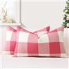 JOTOM Set di 2 Federe per Cuscini 30x50cm Copricuscini Di Natale Agriturismo Classico Plaid Decorativo Cuscini Divano Arredamento per la Casa per Divano Soggiorno Letto (Rosa)
