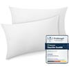 ATsense Federe Cuscino Letto 40x60 cm, Set di 2, 100% Cotone Lavato, Copricuscino Letto Bianco Con Cerniera, Federa Cuscino Certificata OEKO-TEX