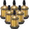Sevenpers Portalampada E27 Vintage, 6 Pezzi adattatori portalampada in ceramica, portalampade retro Edison, lampadari fai da te per case, uffici, bar, ristoranti(Ottone antico)