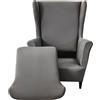 Meigeh Copripoltrona con Orecchie 1 Posto Coprisedia Elasticizzato Coprisedile con Orecchie 2 Pezzi Fodere per poltrone Grigio Scuro