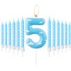 mciskin Candele di compleanno blu e bianche, motivo nuvole bianche cielo, candele numero 5, adatte per feste di bambini, feste di compleanno per bambini, attività a tema dei bambini