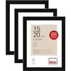 DEHA Design cornice per foto, 15 x 20 cm (set di 3), legno, Nero, cornice per fotoper posizionarein formato verticale e orizzontale, vetro sintetico, Fontana