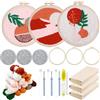 Allazone 3 Pz Punch Needle Kit Ricamo Starter Kit, Kit Completo per Ricamo con Motivo e Lstruzioni, Set da Ricamo per Principianti e Adulti (Salice, Alba)