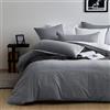 MILDLY Set Lenzuola da Letto Matrimoniale 240 x 260 cm, 100% Cotone Lavato, Grigio, Certificato Oeko-TEX, 3 Pezzi (1 Copripiumino + 2 Federe 65 x 65 cm)