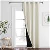 PONY DANCE 100% Tende Oscuranti per Interni 1 Pezzo 140x260 CM Tenda Termica Isolante Freddo Tenda Camera da Letto Tende Moderne per Soggiorno Tende con Anelli, Beige Chiaro