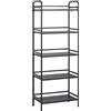 HDANI Libreria a 5 Ripiani in Metallo,Scaffale per Libri da Pavimento,Organizzatore Portaoggetti,con 4 ganci,er Bagno Soggiorno Camera da Letto Studio,60×35×160cm,Nero