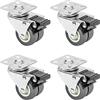 HMF 6720 - Set di 4 ruote doppie per carichi pesanti con freno, in poliuretano, 50 mm, fino a 400 kg, colore: grigio