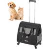 Ferplast Trasportino Gatto VOYAGER TROLLEY, Trasportino per Cani, Manico Estensibile, Cinghie Regolabili, Ampia Apertura, Ruote Removibili, Max 15 kg, 46 x 26 x 48H cm, Nero