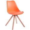 CLP Sedia Design Rosa Toulouse Imbottita In Similpelle - Sedia Pranzo Visitatore Scandinava In Polipropilene E Legno, Colore:arancione, Colore del telaio:natura