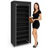 BAKAJI Scarpiera Armadio Salvaspazio 10 Ripiani 60x30x150cm Fino a 36 Paia Di Scarpe Struttura Acciaio e Rivestimento In Tessuto TNT Impermeabile Con Chiusura Zip Antipolvere (Nero)