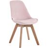 CLP Sedia Visitatore Borneo in Velluto I Sedia Pranzo Design Rosa Imbottita I Sedia Attesa Scandinava in Legno, Colore:Rosa, Colore del Telaio:Natura