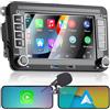 Liulbobu Liubobu Autoradio per VW Golf 5 6 Passat Jetta Caddy EOS T5 Tiguan Touran CC Polo compatibile con Carplay/Android Auto, Autoradio Doppio din con da 7 Pollici Bluetooth/FM/AM/USB/DSP/RDS/Mirror Link