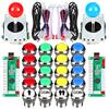 Fosiya 2 Giocatori Arcade Joystick LED Chrome Pulsanti per PC MAME Raspberry Pi Videogiochi Arcade Cabinet Parts (Colori Misti)