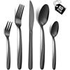 hunnycook Set di posate Hunnycook per 12 persone, 60 pezzi in acciaio inossidabile nero con forchette, cucchiai e coltelli da tavola, adatto per casa/ristorante/festa, lavabile in lavastoviglie