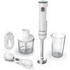 POYOCOM Frullatore a immersione senza fili, POYOCOM minipimer ricaricabile, con cavo Type-C, frusta, tritatutto da 500 ml, contenitore da 600 ml per frullati, salse, pappe e zuppe - Bianco