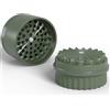 JCASE Macinino per erbe senza denti, Ø 63 mm, rivestito in nano-ceramica per macinare senza aderenza, 5 pezzi con contenitore integrato nel coperchio (verde)