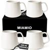 MIAMIO - Tazze da Caffè Set da 4, Ceramica (420ml) - Luxe (Bianco crema) | Grandi tazze da caffè in ceramica per cappuccino, tè ed espresso, set da 4, lavabili in lavastoviglie, per ogni giorno