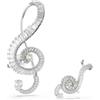 Swarovski Orecchini a clip Ariana Grande x Swarovski, Design asimmetrico, Crystal Pearl, Taglio baguette, Bianchi, Placcato rodio
