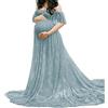 LAEMILIA Vestito da gravidanza per riprese fotografiche, abito da donna in gravidanza, estate, abito premaman in pizzo, elegante, per spiaggia, matrimonio, sera, cocktail, cerimonia S-XXL, Rosa, L