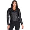 D'Arienzo Chiodo Donna Nero Giacca Biker Giubbotto Moto Vera Pelle Made in Italy KBC XXS/Nero