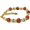 Sospiri Venezia Bracciale Donna 7 Perle in Vetro Diametro 8 mm Braccialetto Originale Vetro di Murano Gioiello Idea Regalo Made In Italy Certificato, perla Rossa slavica Bianca