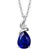 FANCIME Collana Ciondolo Teardrop in Oro Bianco 14 carati (585) Solido e Catena in Argento 925 con Zaffiro Sintetico e Diamanti Naturale Gioielli per Donna Ragazze Mamma- Catena Lunghezza: 40 + 5 cm
