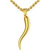 U7 Collana Uomo Corno Italiano Collna Ciondolo Cornicello Oro Portafortuna 51mm Collana Uomo Placcato Oro 18K Collana Corno Portafortuna con Catena 51cm+5cm Confezione Regalo