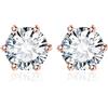JewelryPalace 3ct Orecchini a Bottone Argento 925 con Moissanite, Piercing Orecchini a Lobo con Pietra a Taglio Rotondo, Orecchini Solitario Oro Rosa Matrimonio Set Gioielli