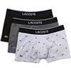Lacoste Uomo Boxer Court Sous-Vetement Boxer Not Applicable, Multicolore (Noir/Bitume Chiné/Argento Vdp), Small