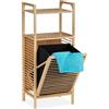 Relaxdays Mensola Scaffale Portabiancheria, Cesto Biancheria Estraibile, HLP: 95x40x30 cm, Mobile da Bagno, in bambù, Naturale