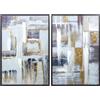 DRW Set di 2 Quadri rettangolari Astratti con Cornice Grigia e Oro 63 x 3,5 x 93 cm, 63x3,5x93 cm
