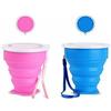 Voarge Set di 2 Tazze da Viaggio Pieghevoli in Silicone Con Coperchio, Bicchieri da Bere Espandibili, Riutilizzabili, Adatti per Campeggio ed Escursioni