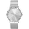 crystal blue Orologio da polso da donna in argento e acciaio inossidabile milanese, impermeabile, con zirconi trasparenti 86816