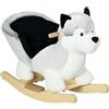 HOMCOM Cavallo a Dondolo per Bambini da 18-36 Mesi, Cavalluccio a Dondolo per Bambini Cavalcabile con Suoni Realistici, 60x33x50 cm, Grigio