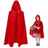 Dinghaole Mantello rosso con cappuccio, mantello da vampiro, mantello unisex con cappuccio per Halloween, Natale (90 cm), mantello per Halloween, costume da travestimento, accessori cosplay